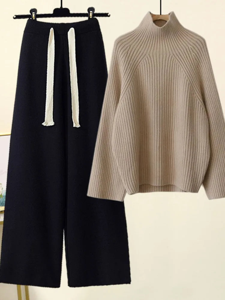 Simone | Turtleneck Wide-Leg Knit Set