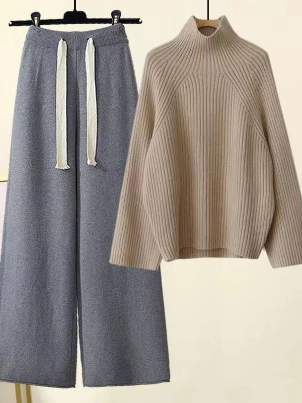 Simone | Turtleneck Wide-Leg Knit Set