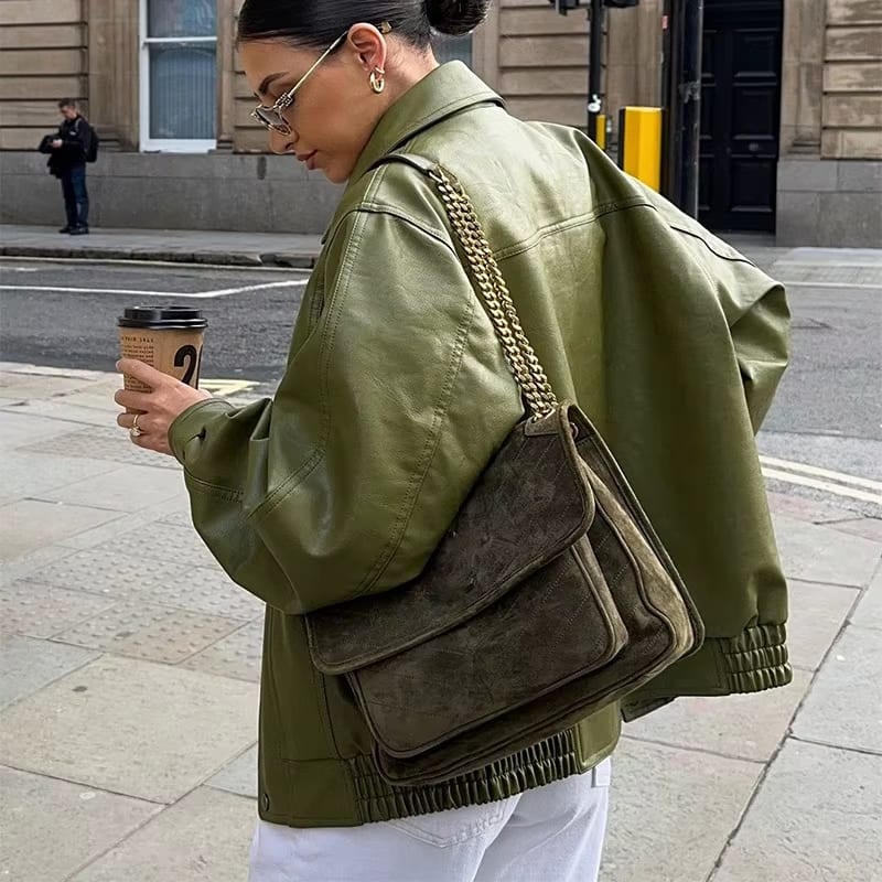 Ava | Faux Leather Oversized Jacket