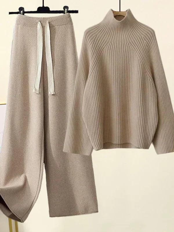 Simone | Turtleneck Wide-Leg Knit Set