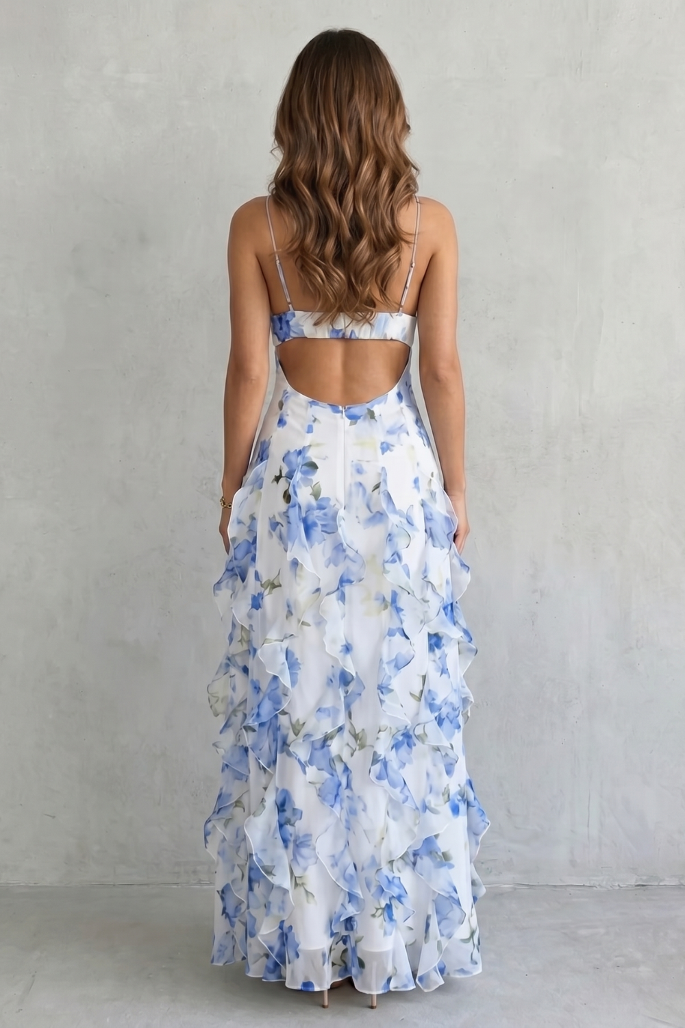 Marisela | Women's Floral Maxi Dress with Ruffles