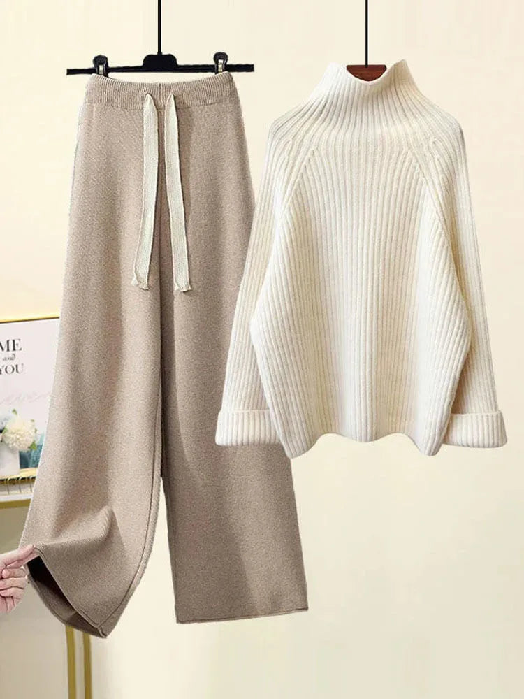 Simone | Turtleneck Wide-Leg Knit Set