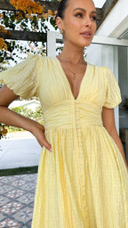 Marlena | Women's V-Neck Maxi Dress with Buttons
