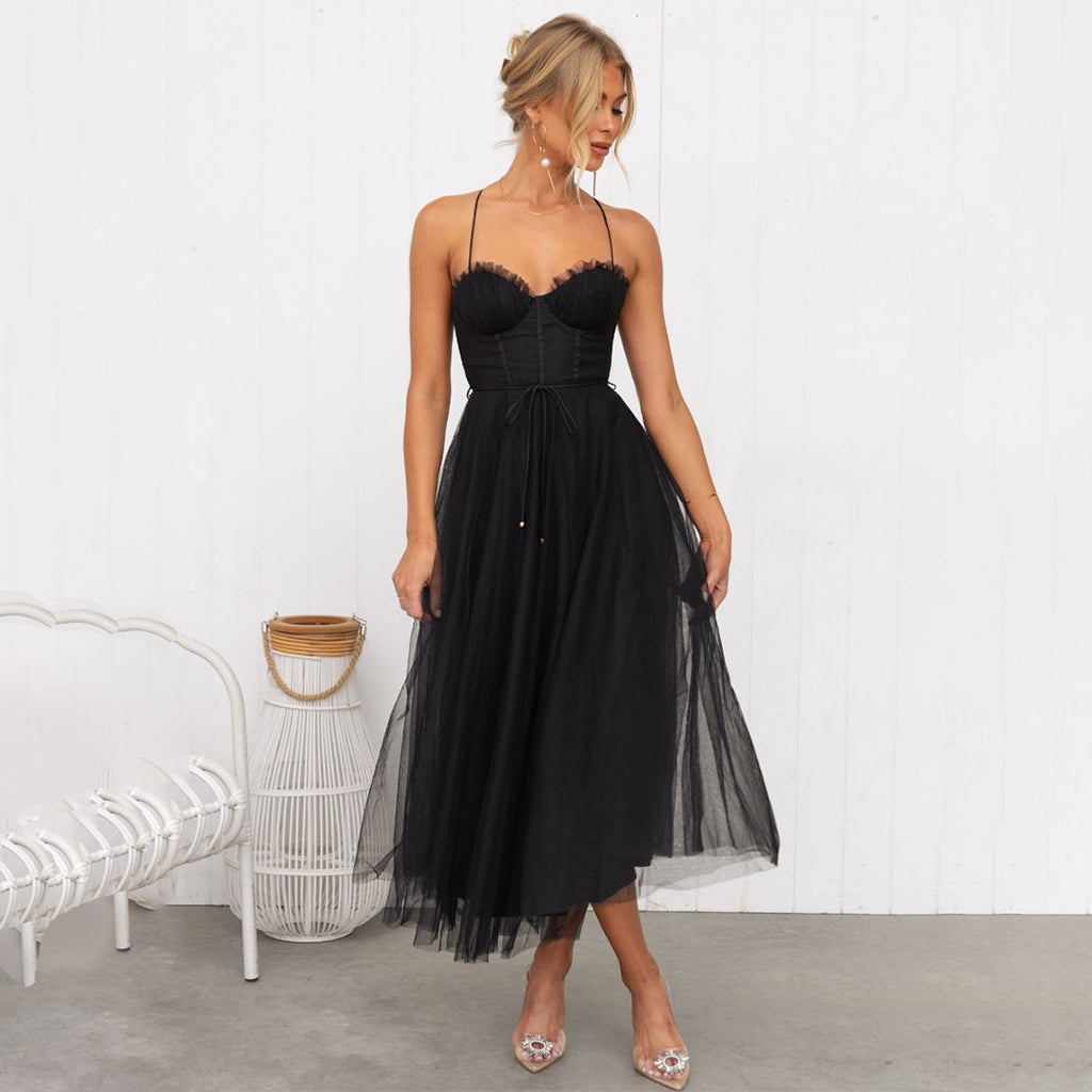 Adriana | Women's Sleeveless Midi Dress with Tie Waist