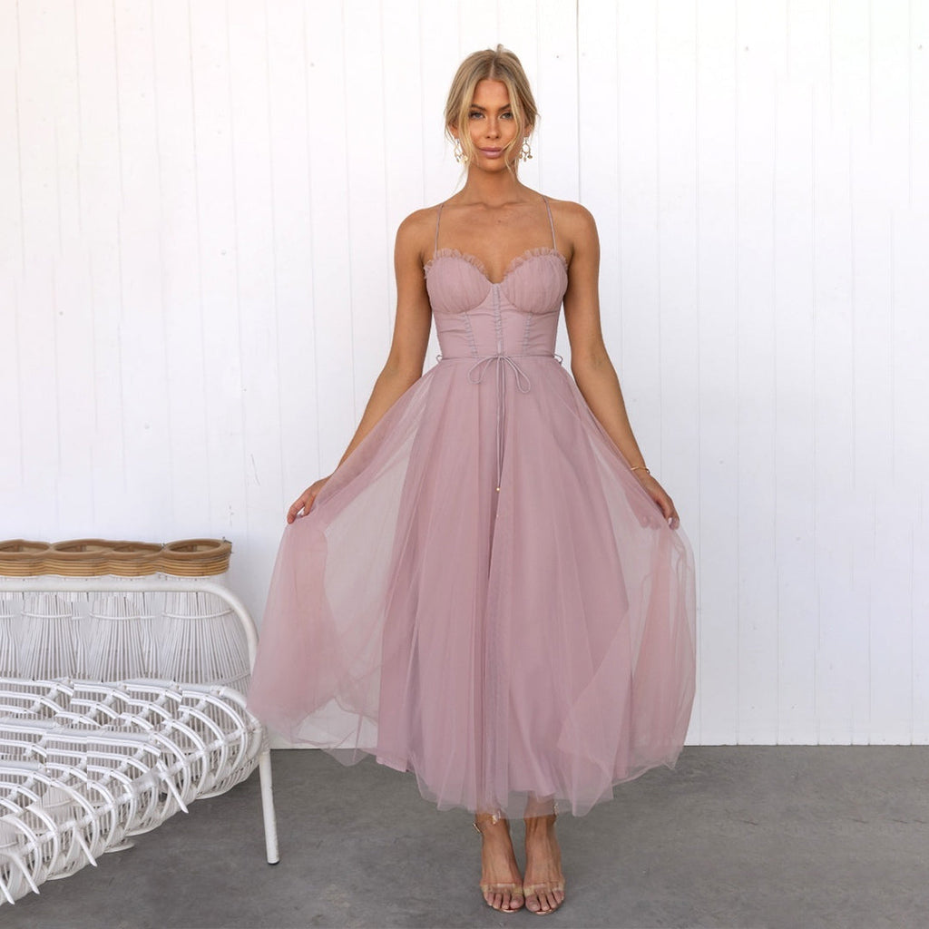 Adriana | Women's Sleeveless Midi Dress with Tie Waist