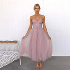 Adriana | Women's Sleeveless Midi Dress with Tie Waist