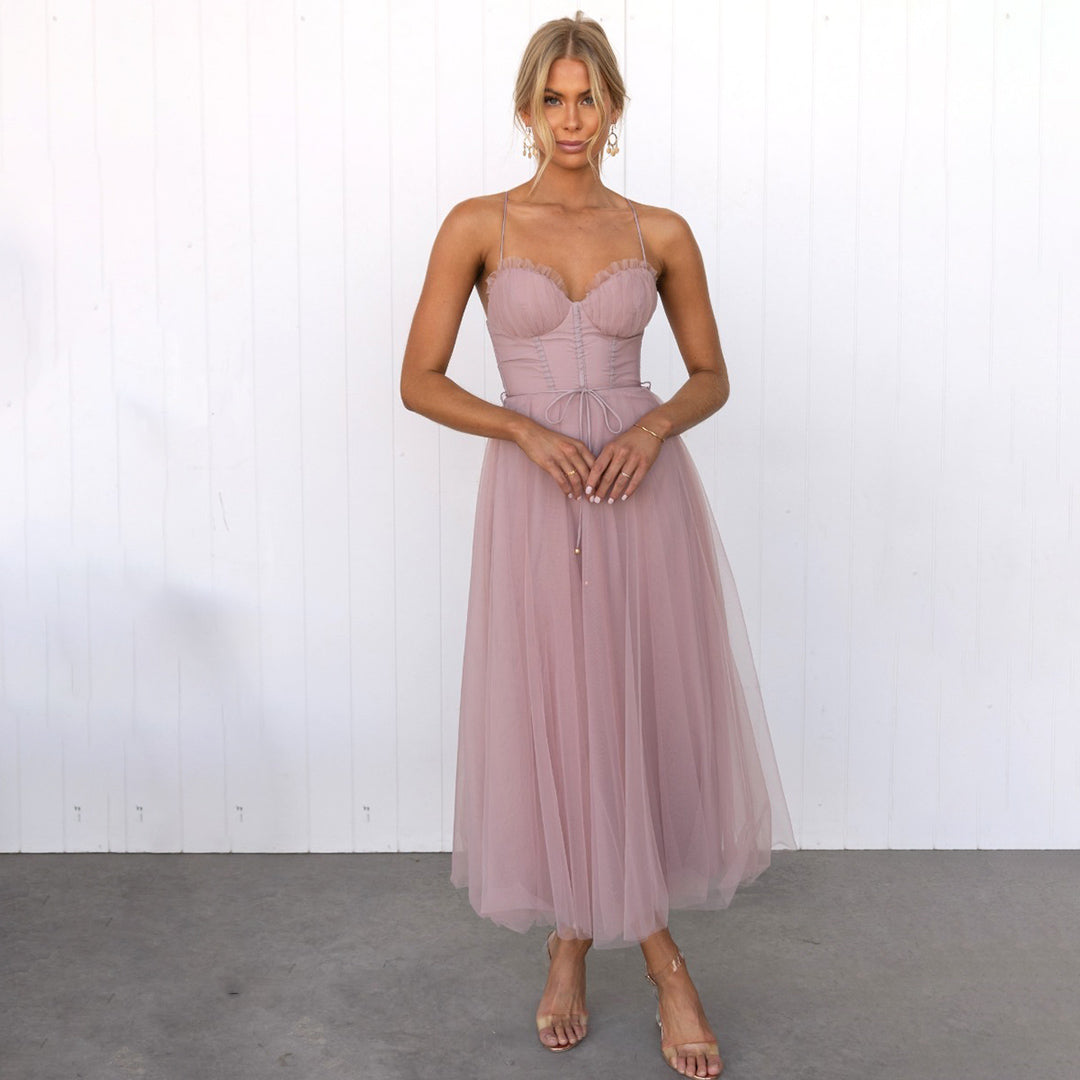Adriana | Women's Sleeveless Midi Dress with Tie Waist