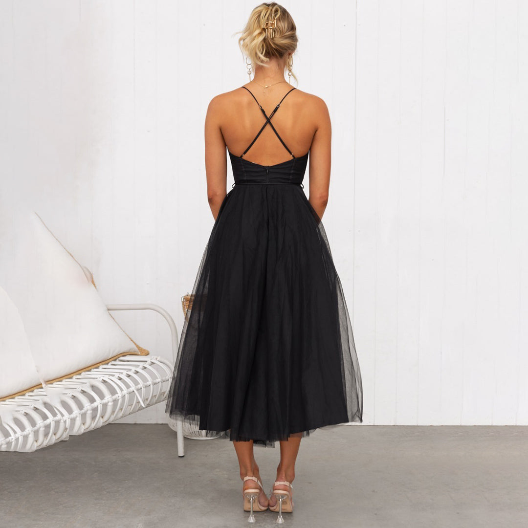 Adriana | Women's Sleeveless Midi Dress with Tie Waist