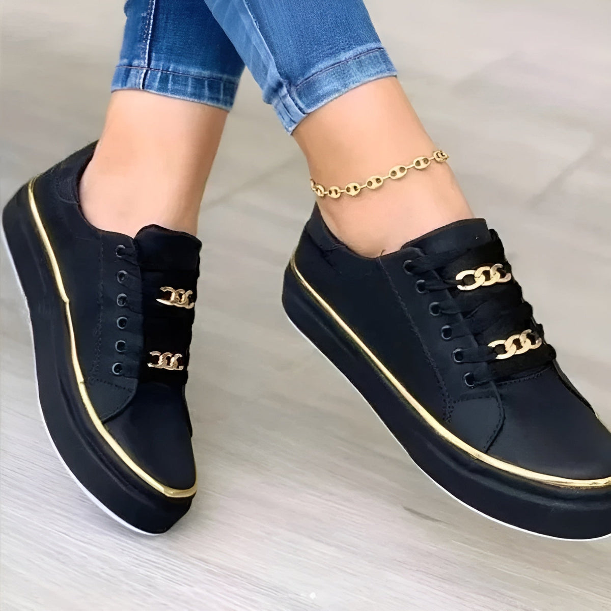 Ellie | Orthopedic Chain Detail Sneakers