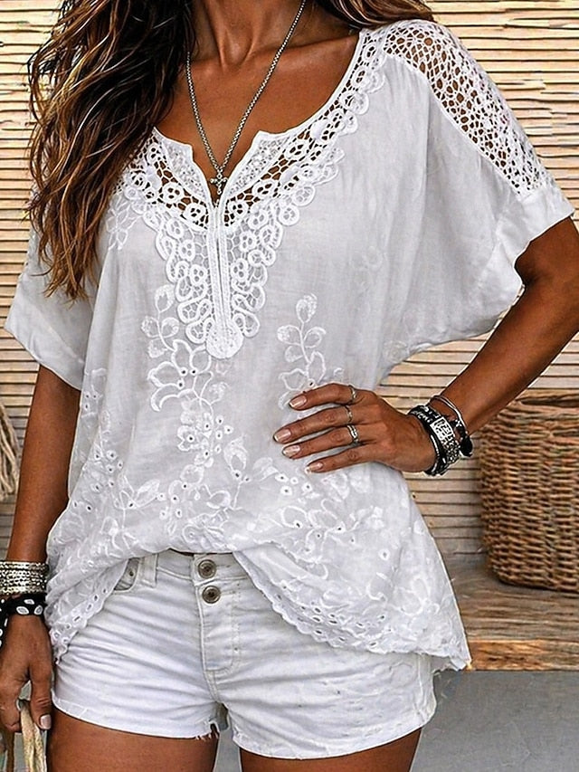 Marlowe | Crochet Trim V-Neck Top