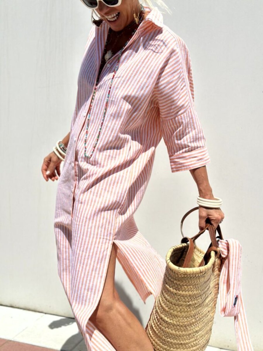Delaney | Striped Shirt Dress
