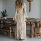 Amelia | Women's Long Sleeve Lace V-Neck Maxi Dress