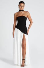 Isolde | Strapless Lace-Up Slit Maxi Dress