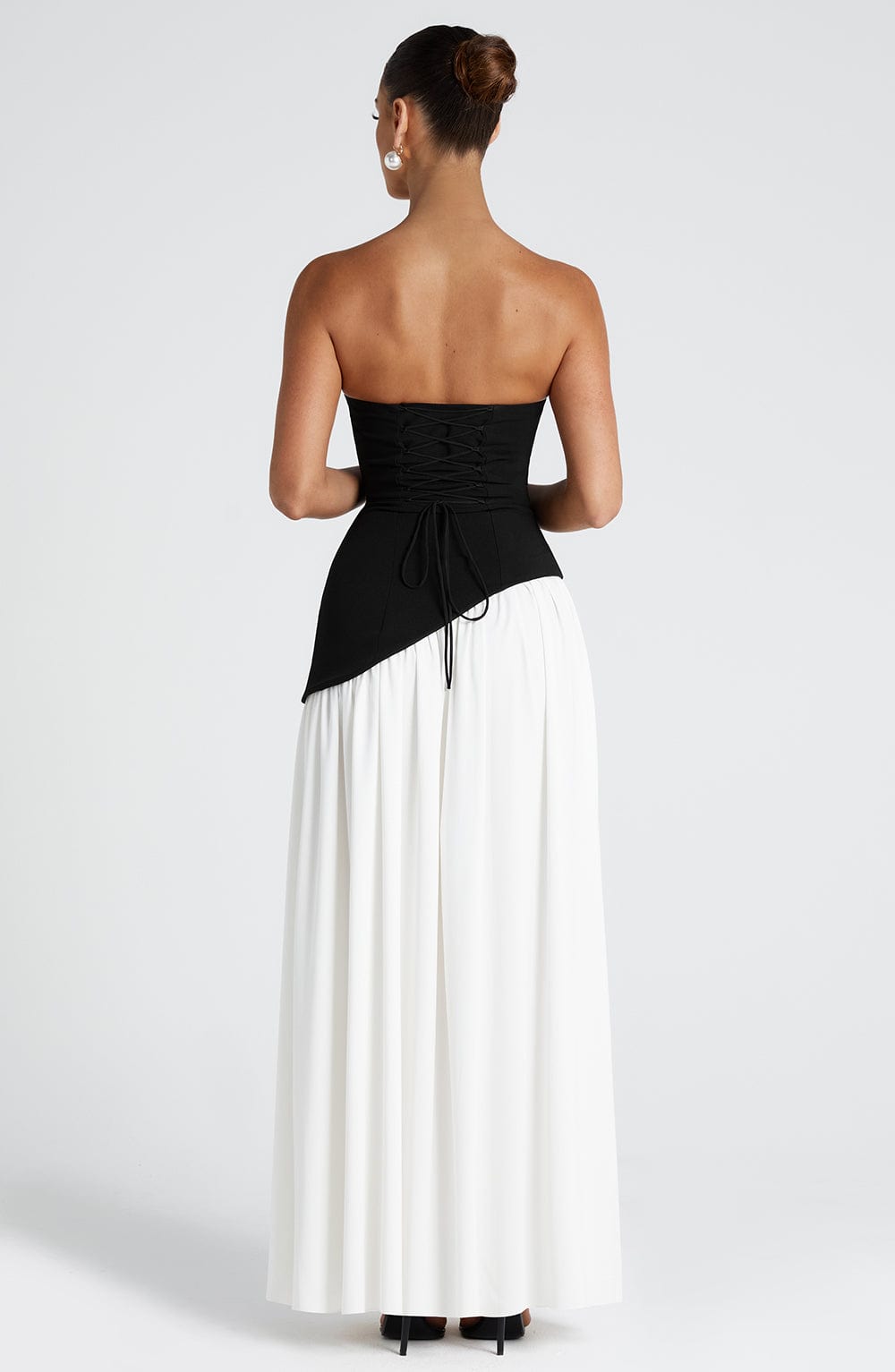 Isolde | Strapless Lace-Up Slit Maxi Dress