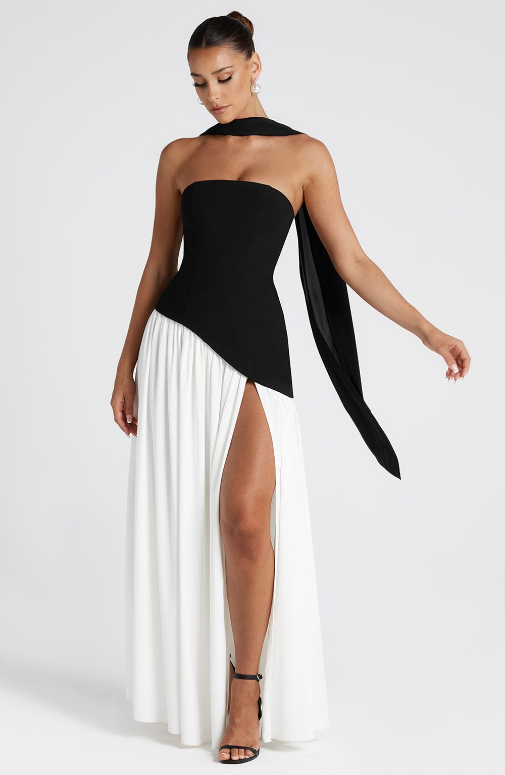Isolde | Strapless Lace-Up Slit Maxi Dress