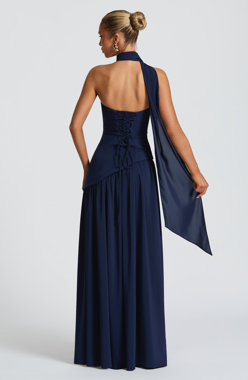 Isolde | Strapless Lace-Up Slit Maxi Dress
