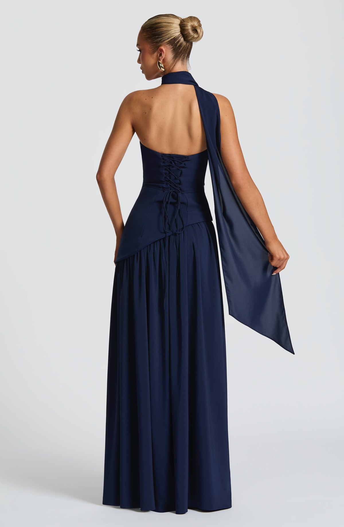 Isolde | Strapless Lace-Up Slit Maxi Dress