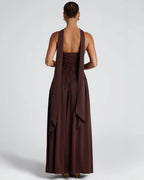 Isolde | Strapless Lace-Up Slit Maxi Dress