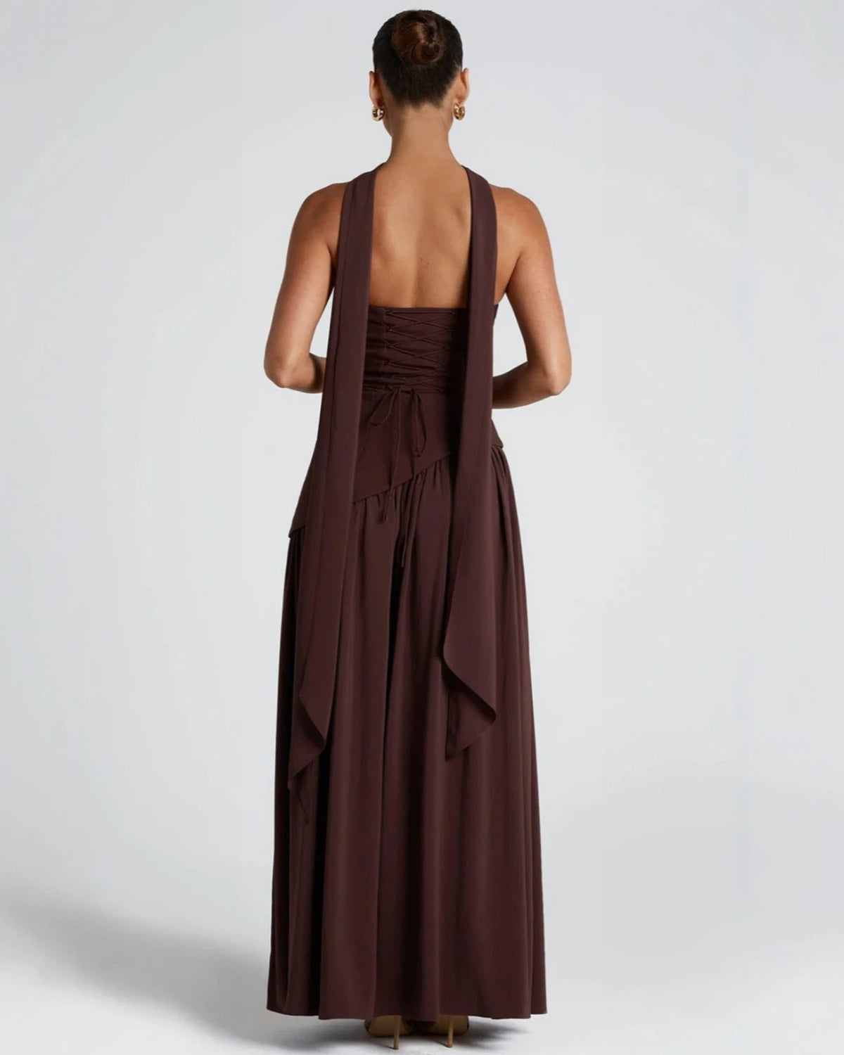 Isolde | Strapless Lace-Up Slit Maxi Dress