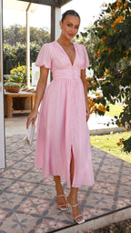 Marlena | Women's V-Neck Maxi Dress with Buttons
