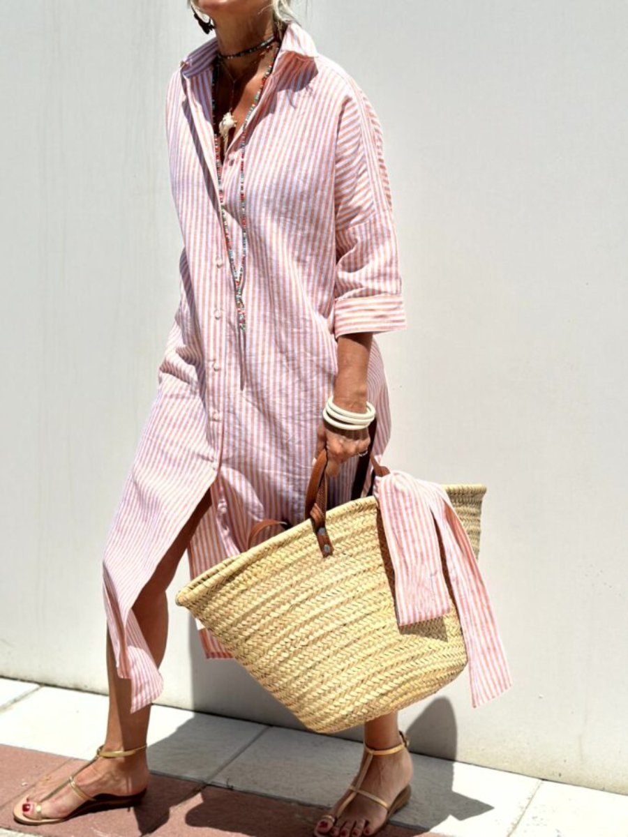 Delaney | Striped Shirt Dress