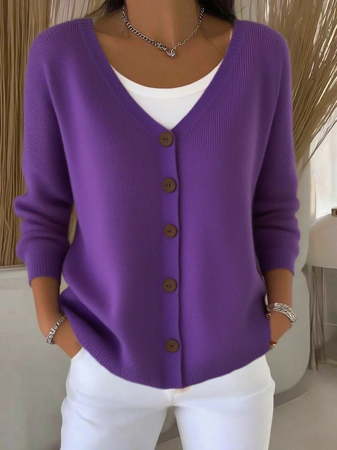 Margaret | Button V-Neck Sweater