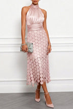 Georgia | Halter Neck Textured Midi Dress