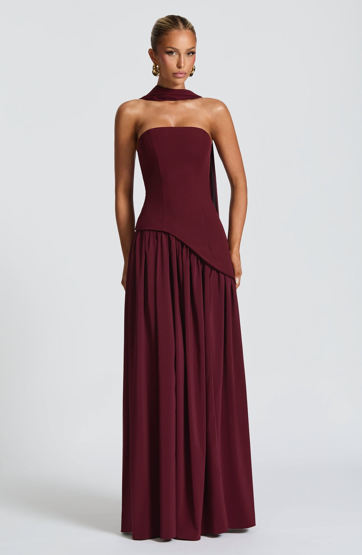 Isolde | Strapless Lace-Up Slit Maxi Dress