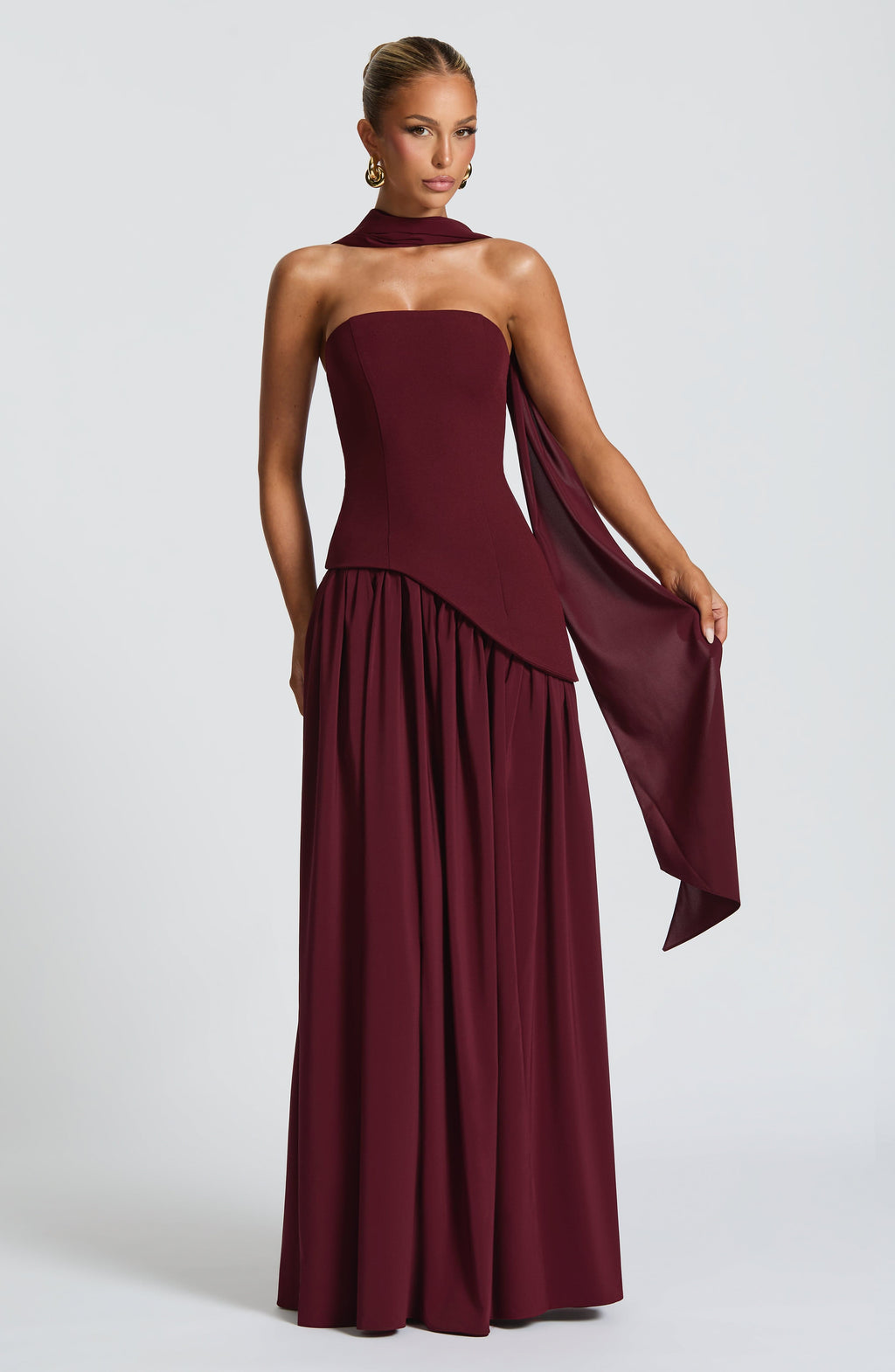 Isolde | Strapless Lace-Up Slit Maxi Dress