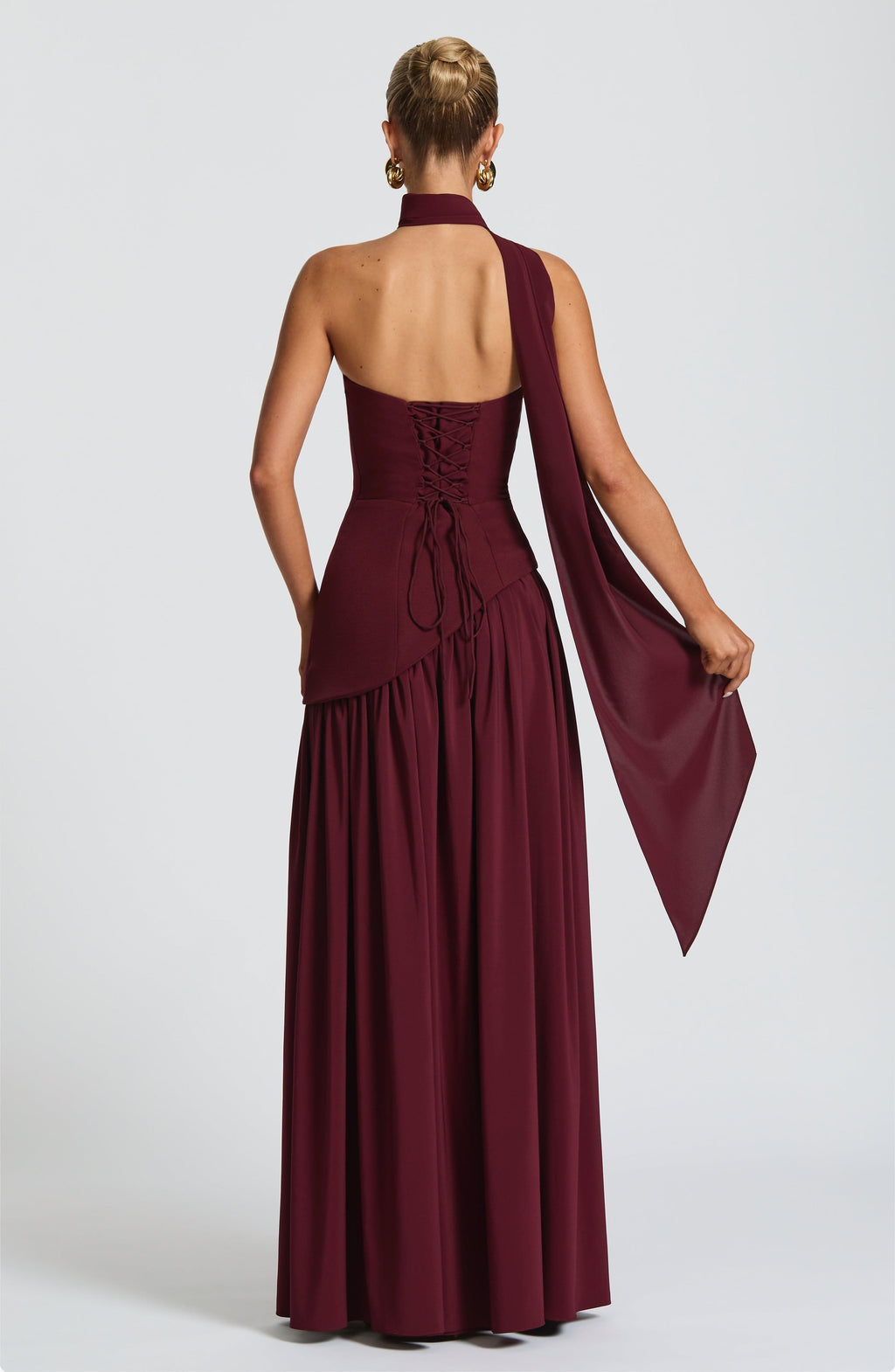 Isolde | Strapless Lace-Up Slit Maxi Dress