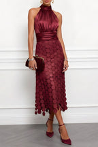 Georgia | Halter Neck Textured Midi Dress