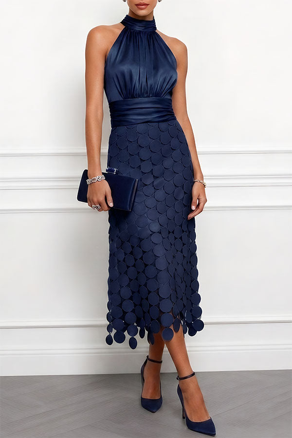 Georgia | Halter Neck Textured Midi Dress
