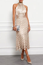 Georgia | Halter Neck Textured Midi Dress