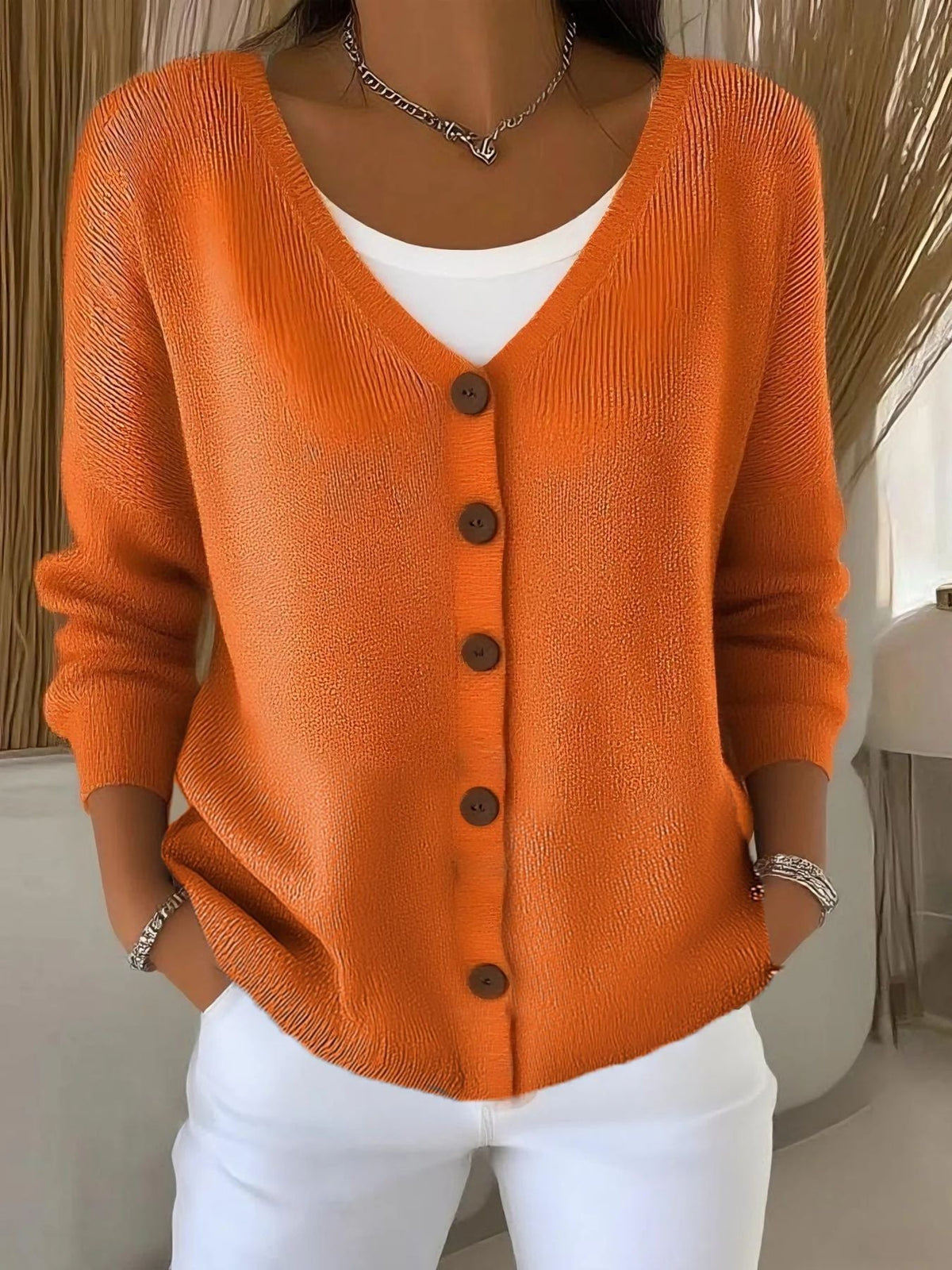 Margaret | Button V-Neck Sweater