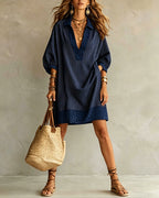 Rosemary | Leopard Trim Boho Midi Dress
