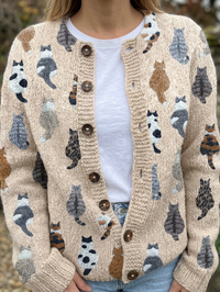 Dorothy | Cat Print Knit Cardigan