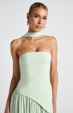 Isolde | Strapless Lace-Up Slit Maxi Dress