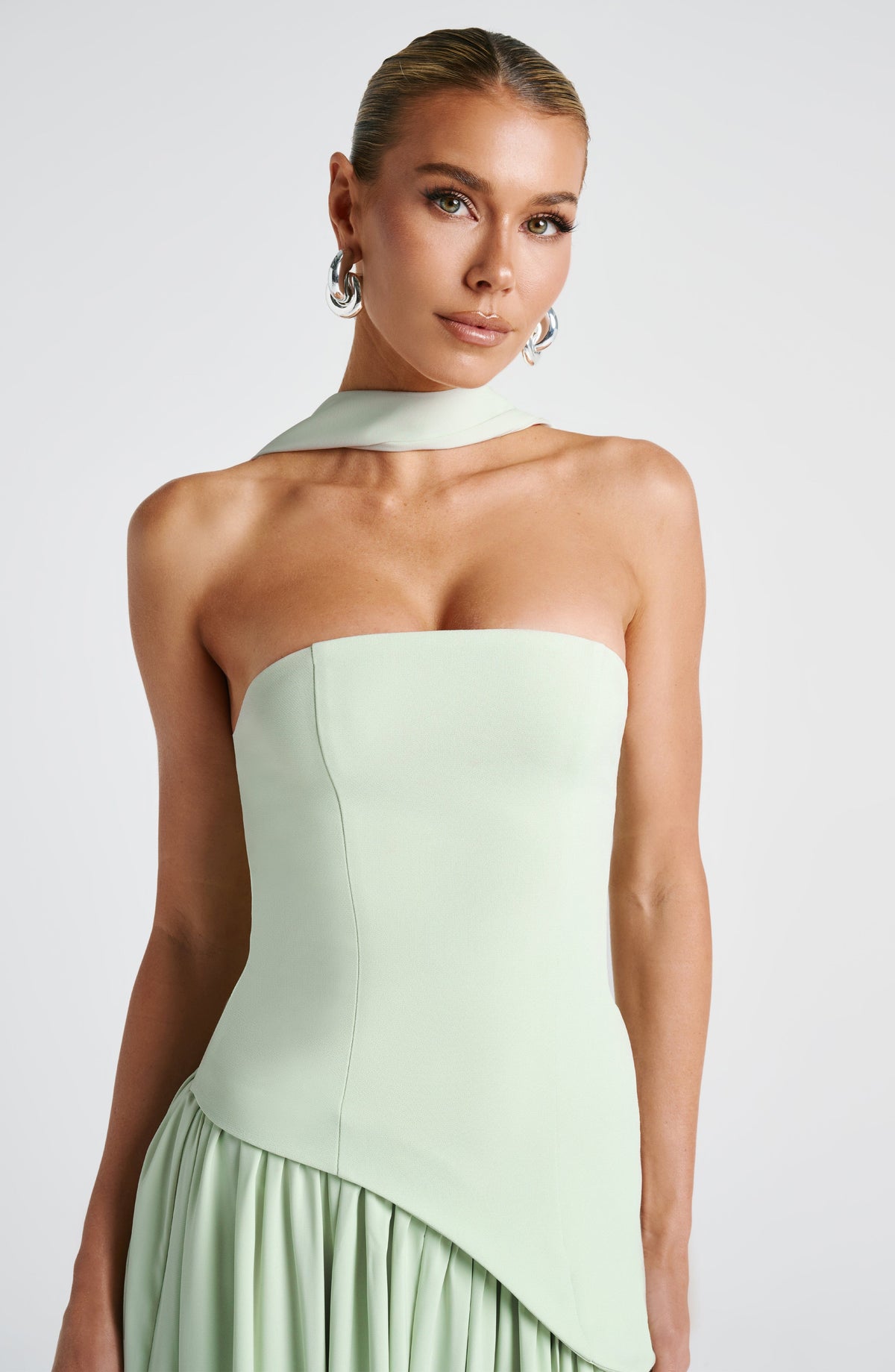 Isolde | Strapless Lace-Up Slit Maxi Dress