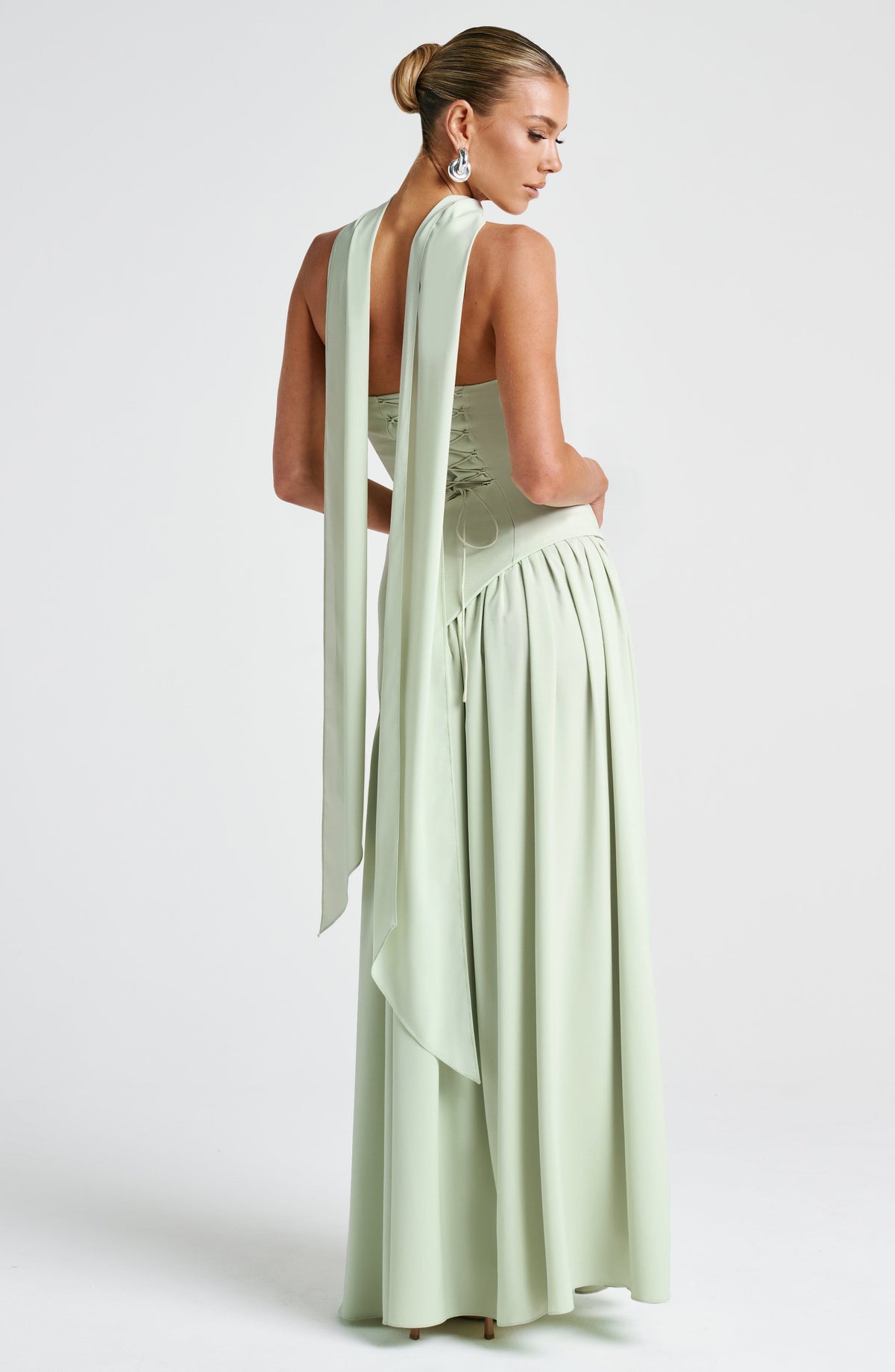 Isolde | Strapless Lace-Up Slit Maxi Dress