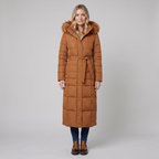 Quinley | Belted Faux Fur Hood Puffer Jacket