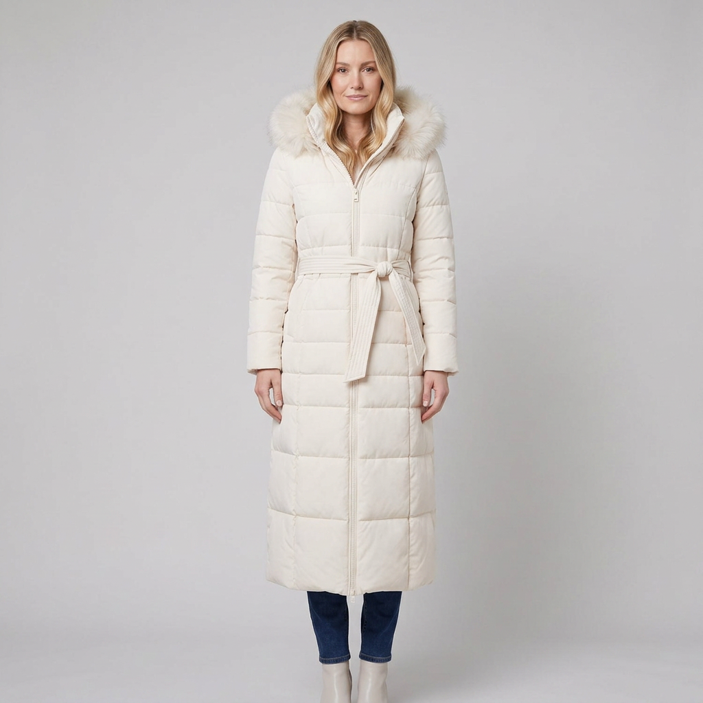 Quinley | Belted Faux Fur Hood Puffer Jacket