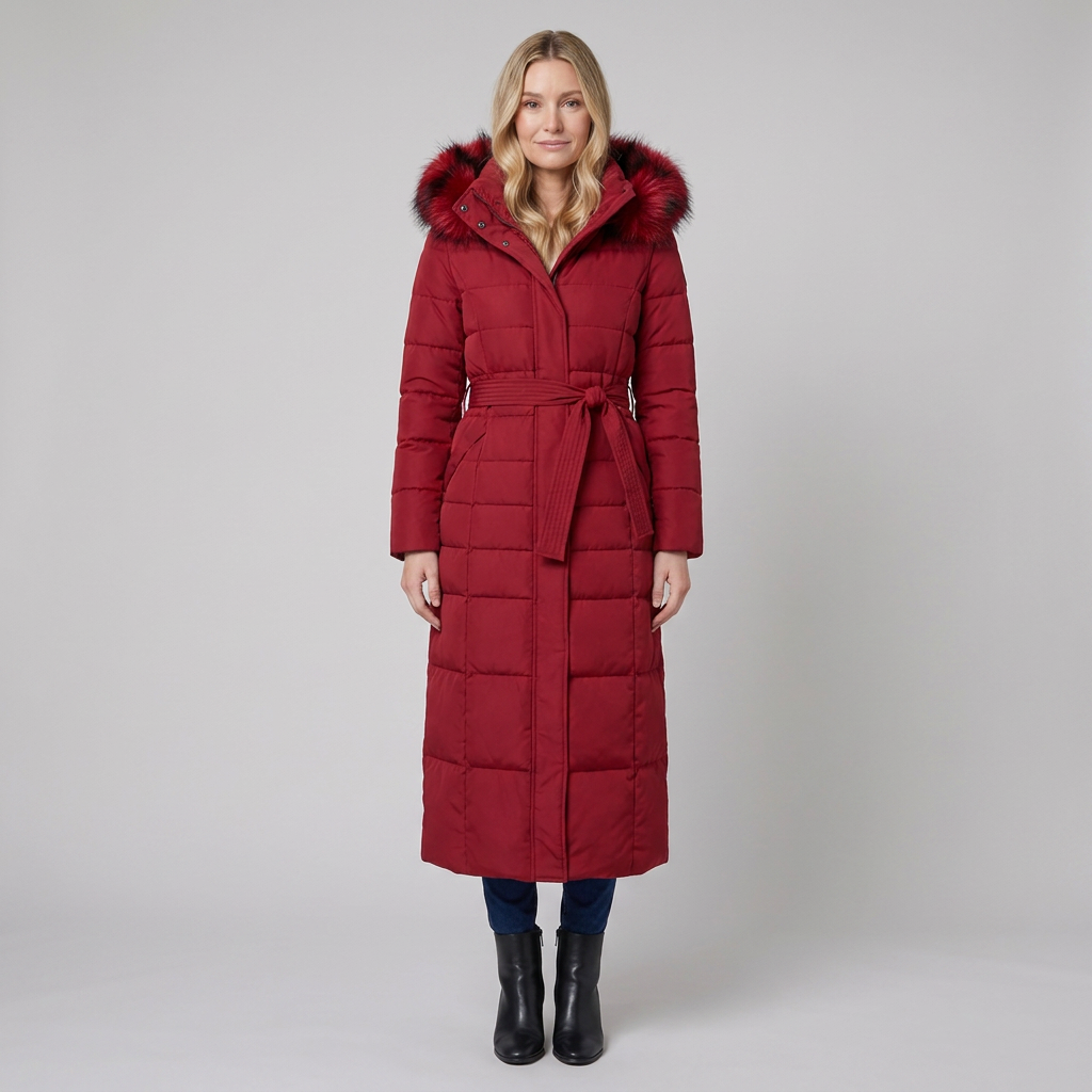 Quinley | Belted Faux Fur Hood Puffer Jacket