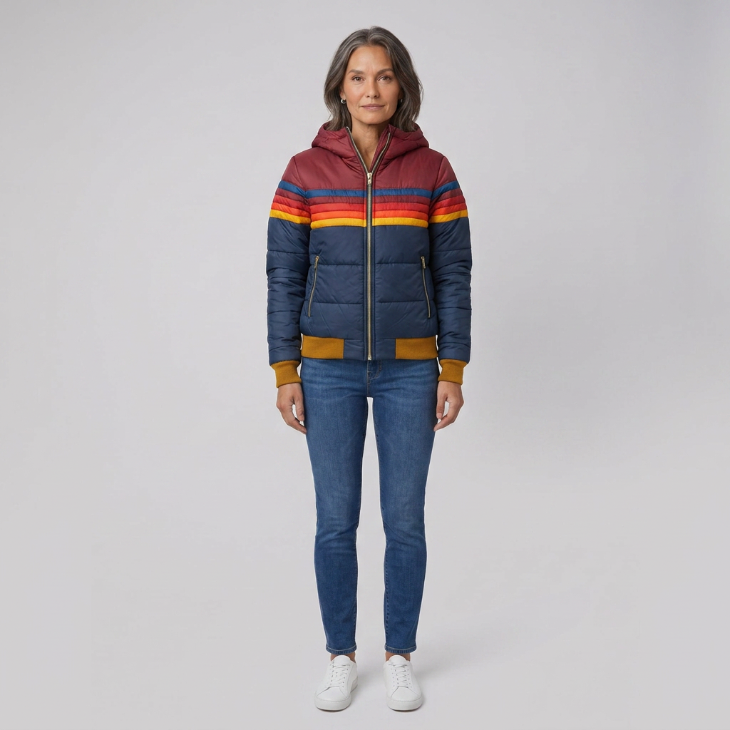 Coretta | Colour-Block Stripe Puffer