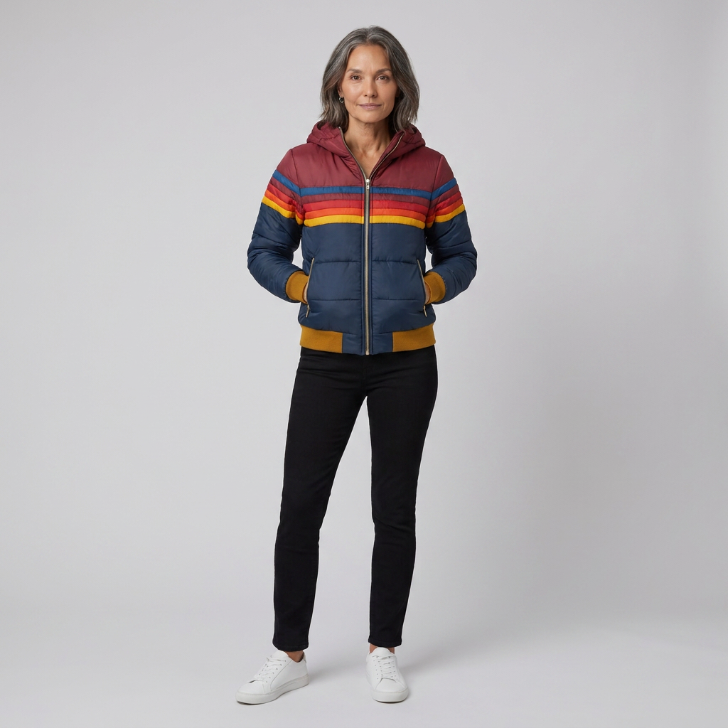 Coretta | Colour-Block Stripe Puffer