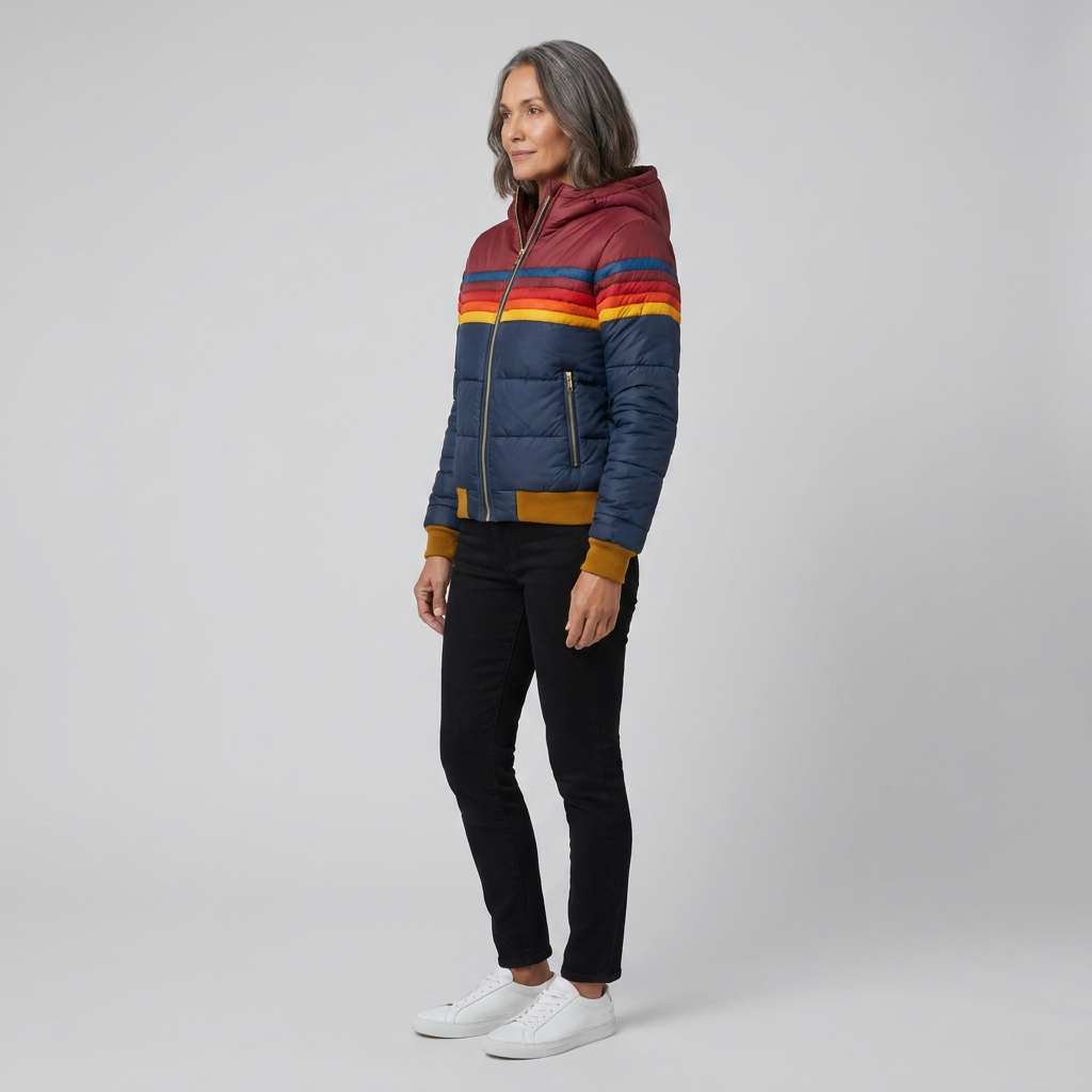 Coretta | Colour-Block Stripe Puffer