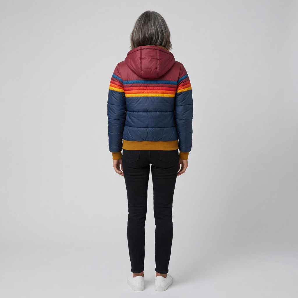 Coretta | Colour-Block Stripe Puffer