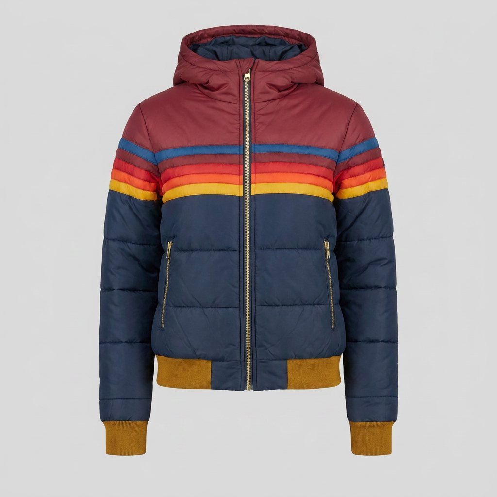 Coretta | Colour-Block Stripe Puffer