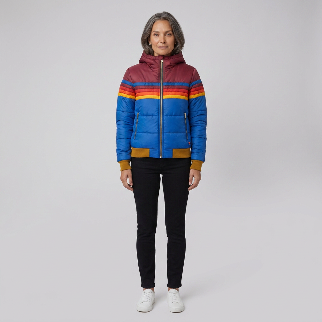Coretta | Colour-Block Stripe Puffer