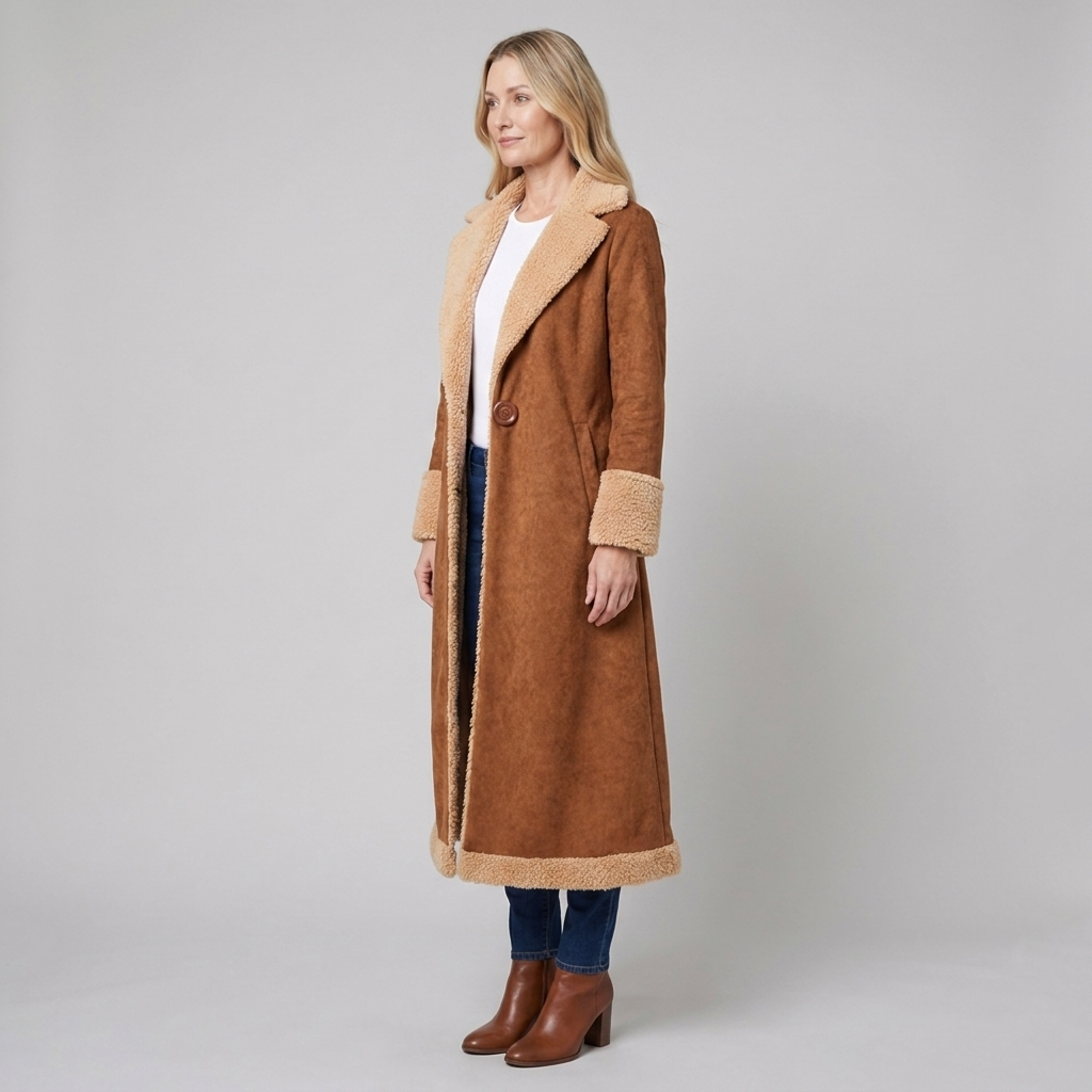 Seraphina | Faux Suede Fur Trimmed Trench Coat