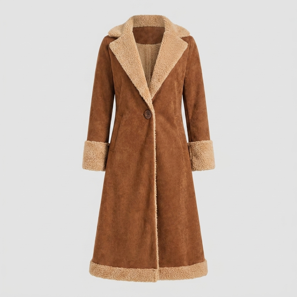 Seraphina | Faux Suede Fur Trimmed Trench Coat